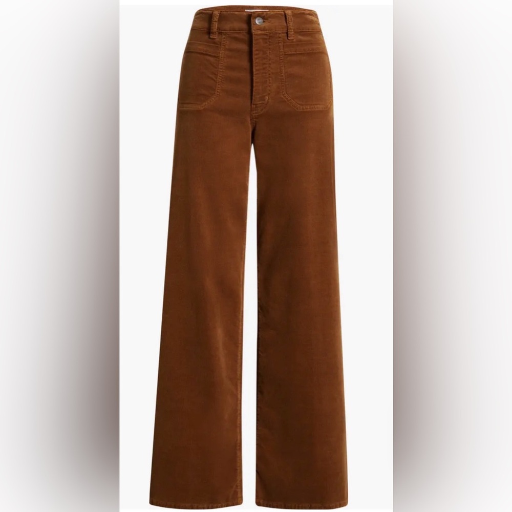Frame Le Slim Palazzo Wide leg raw hem Corduroy maple brown 29